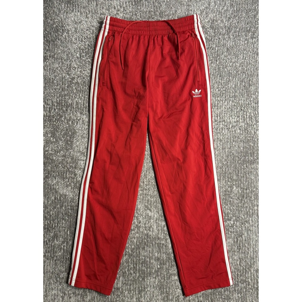 Mens Adidas Trico Sweatpants Red Regular Tapered M Zip AV1007
